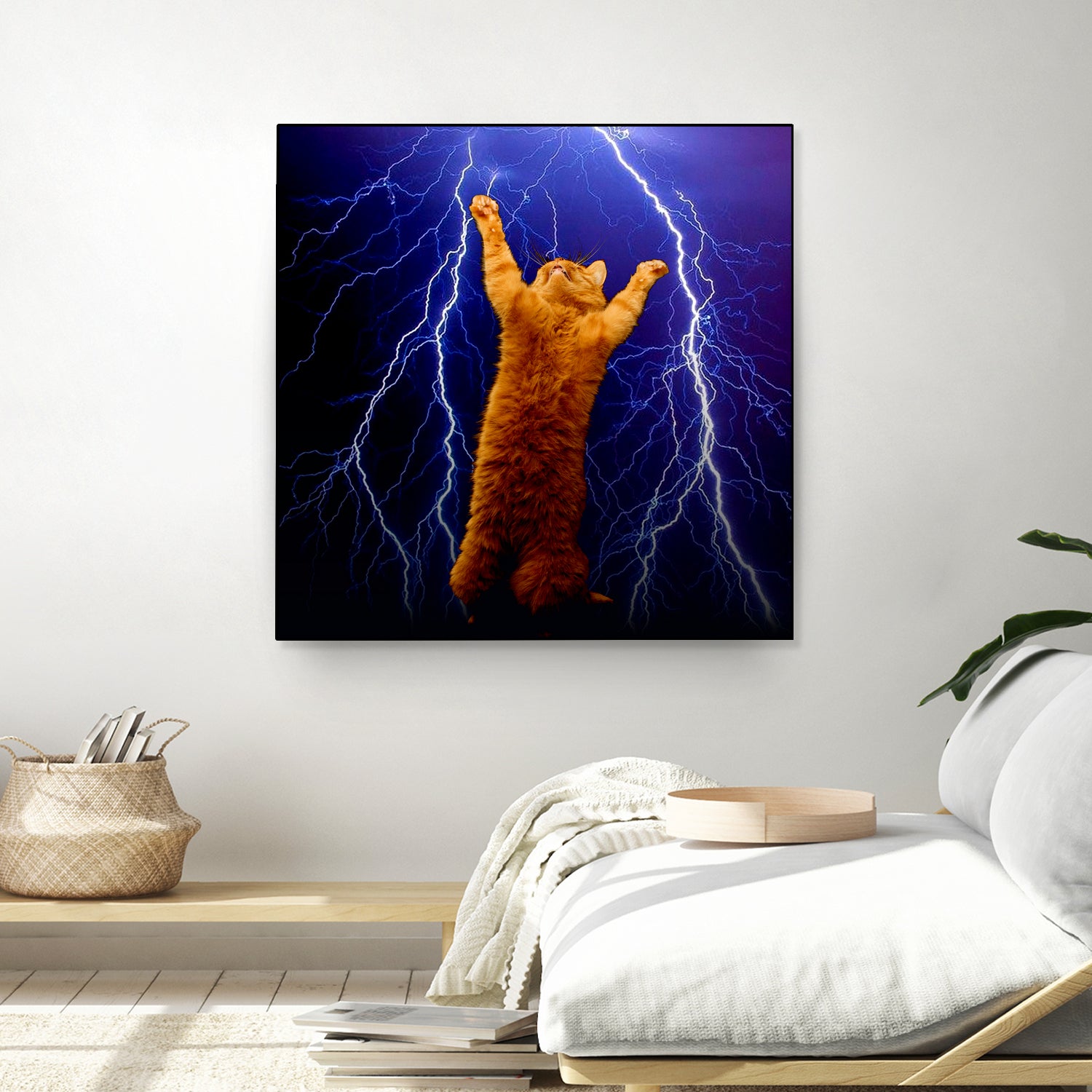 cat Thunders lighting space universe galaxy by Damian Augustyniak on GIANT ART - blue photo manipulation