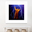 cat Thunders lighting space universe galaxy by Damian Augustyniak on GIANT ART - blue photo manipulation