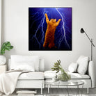 cat Thunders lighting space universe galaxy by Damian Augustyniak on GIANT ART - blue photo manipulation