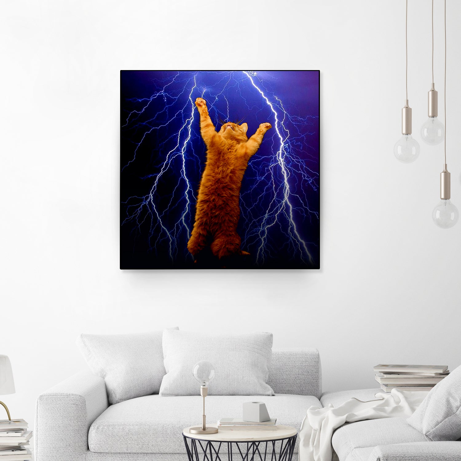 cat Thunders lighting space universe galaxy by Damian Augustyniak on GIANT ART - blue photo manipulation