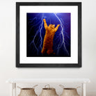 cat Thunders lighting space universe galaxy by Damian Augustyniak on GIANT ART - blue photo manipulation