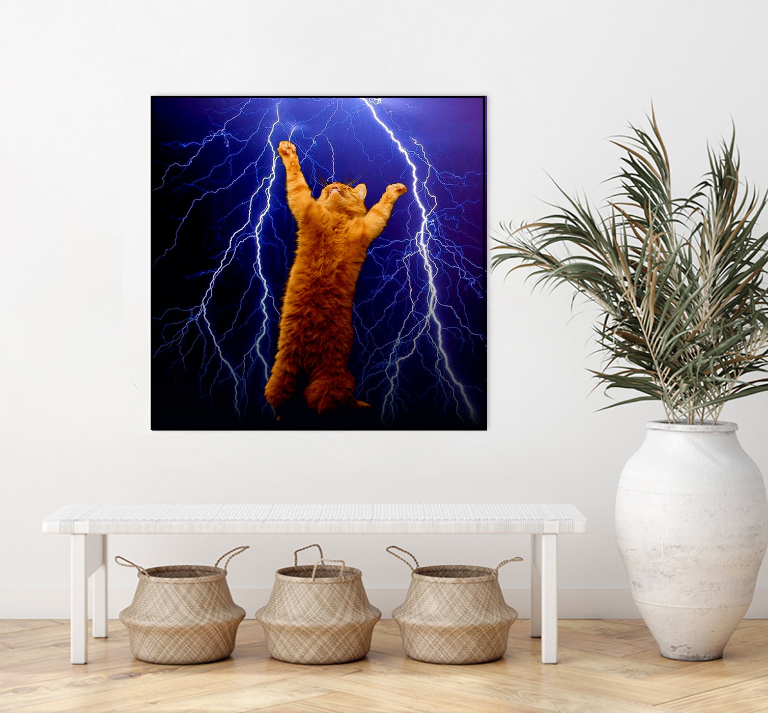 cat Thunders lighting space universe galaxy by Damian Augustyniak on GIANT ART - blue photo manipulation