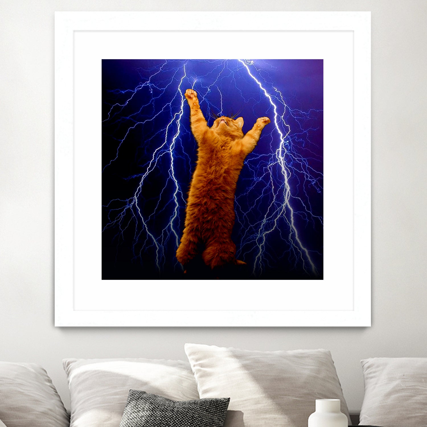 cat Thunders lighting space universe galaxy by Damian Augustyniak on GIANT ART - blue photo manipulation