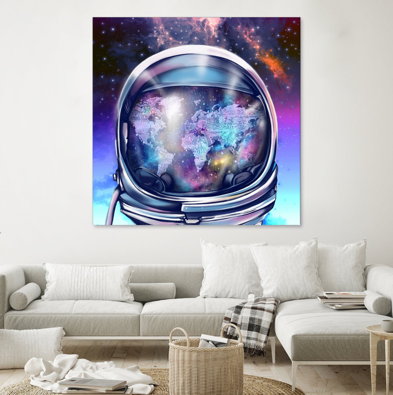 astronaut world map by Bekim Mehovic on GIANT ART - blue digital painting