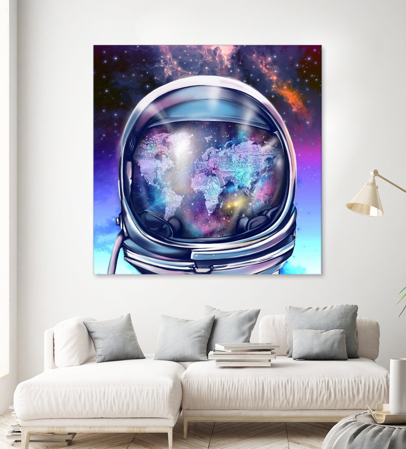 astronaut world map by Bekim Mehovic on GIANT ART - blue digital painting