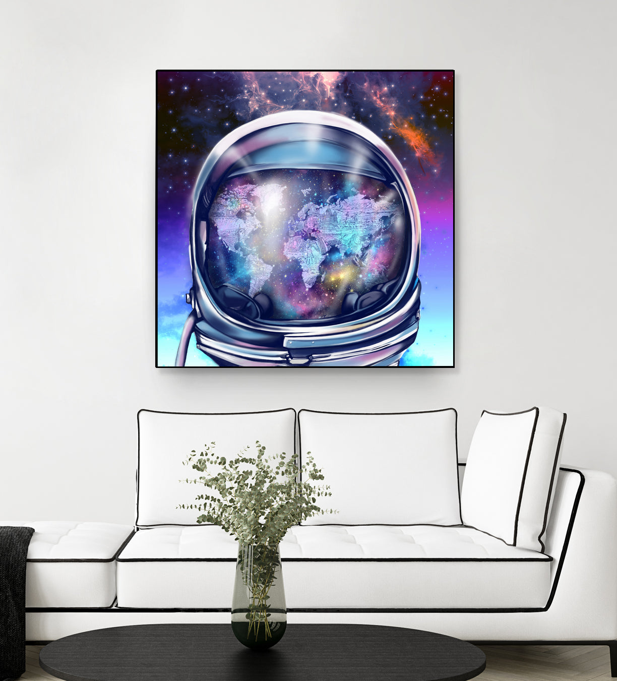 astronaut world map by Bekim Mehovic on GIANT ART - blue digital painting