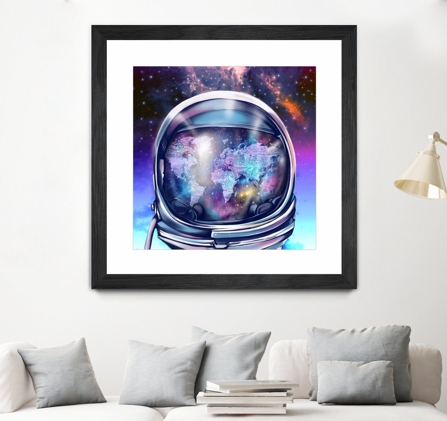 astronaut world map by Bekim Mehovic on GIANT ART - blue digital painting