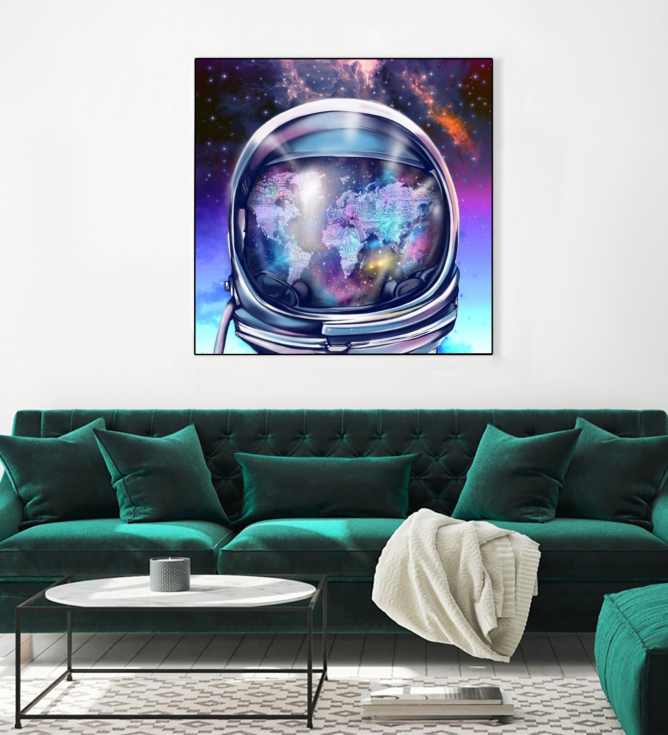 astronaut world map by Bekim Mehovic on GIANT ART - blue digital painting