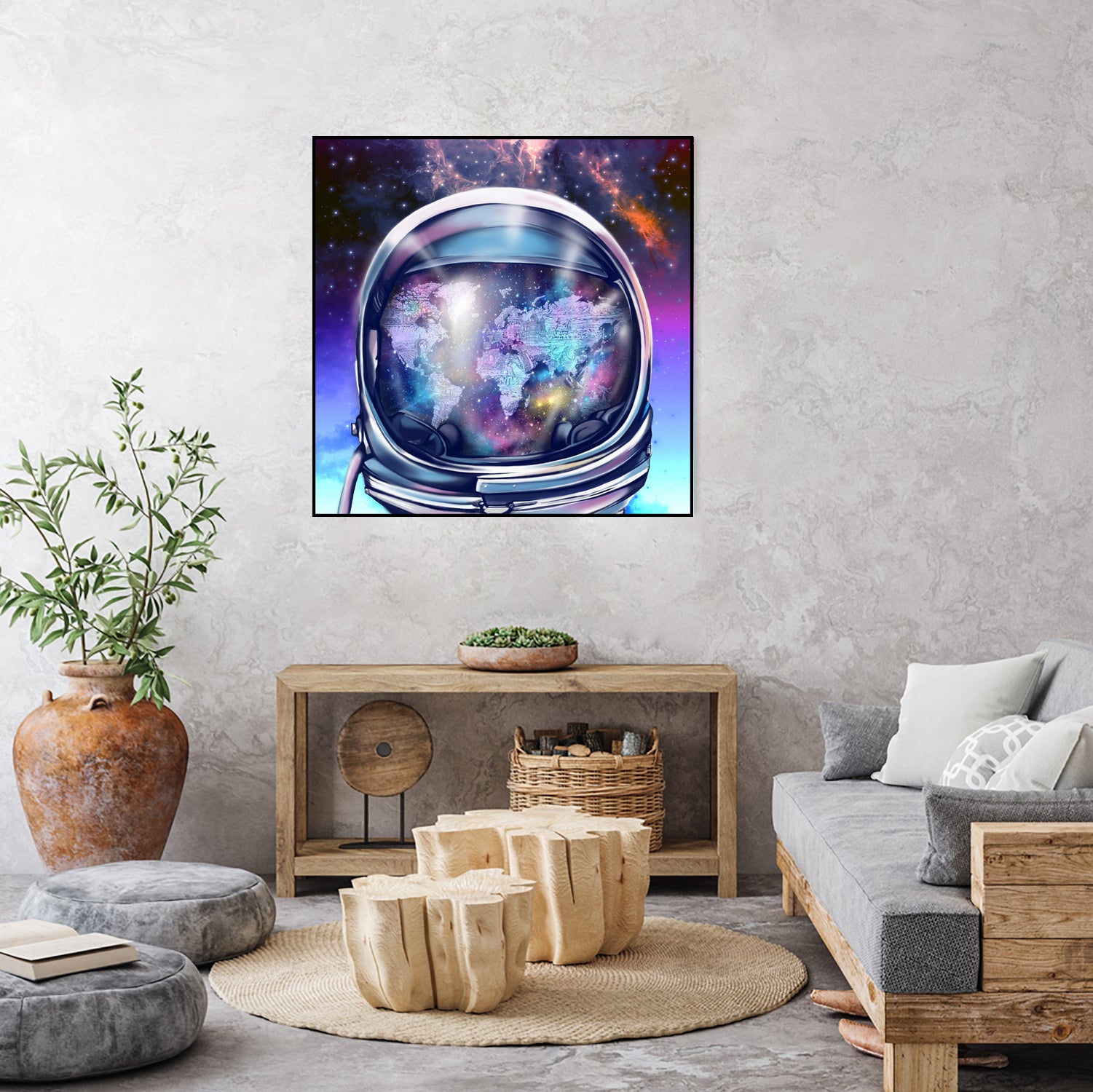 astronaut world map by Bekim Mehovic on GIANT ART - blue digital painting