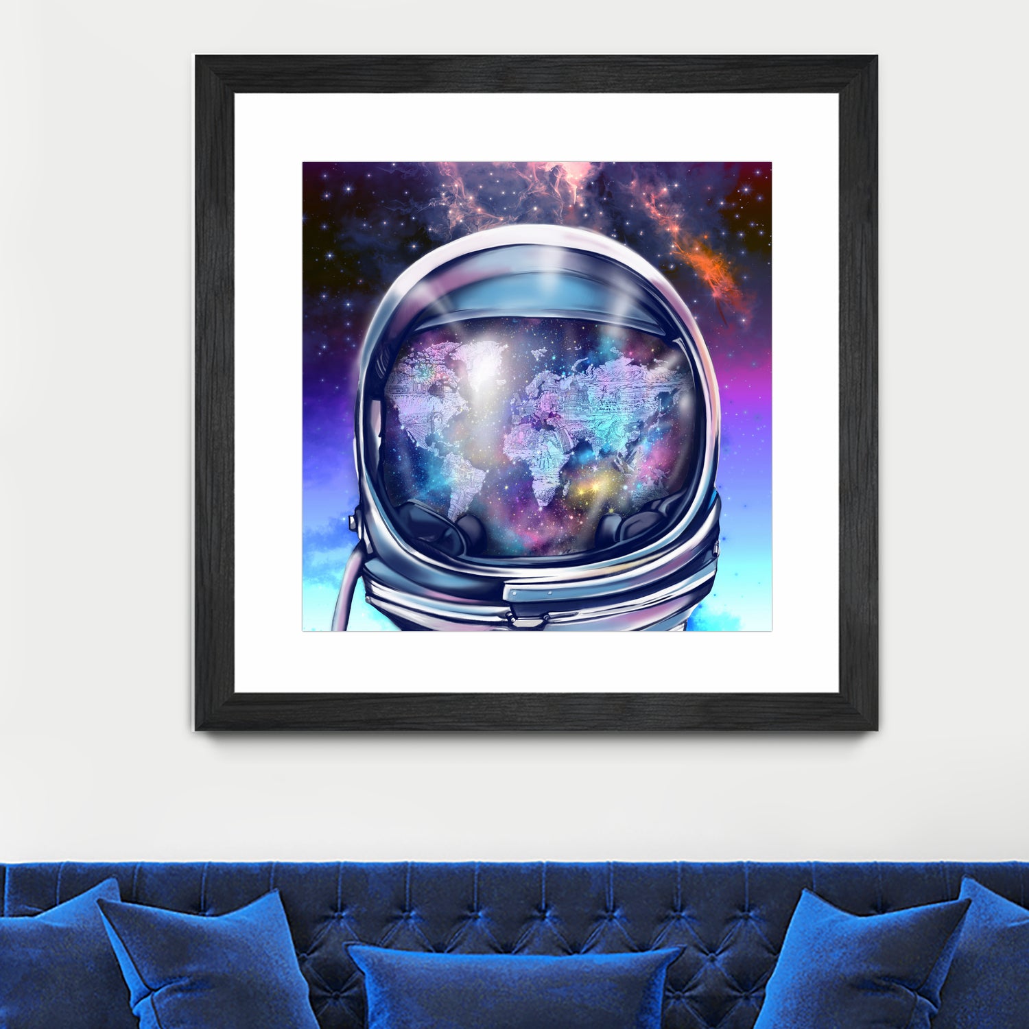 astronaut world map by Bekim Mehovic on GIANT ART - blue digital painting