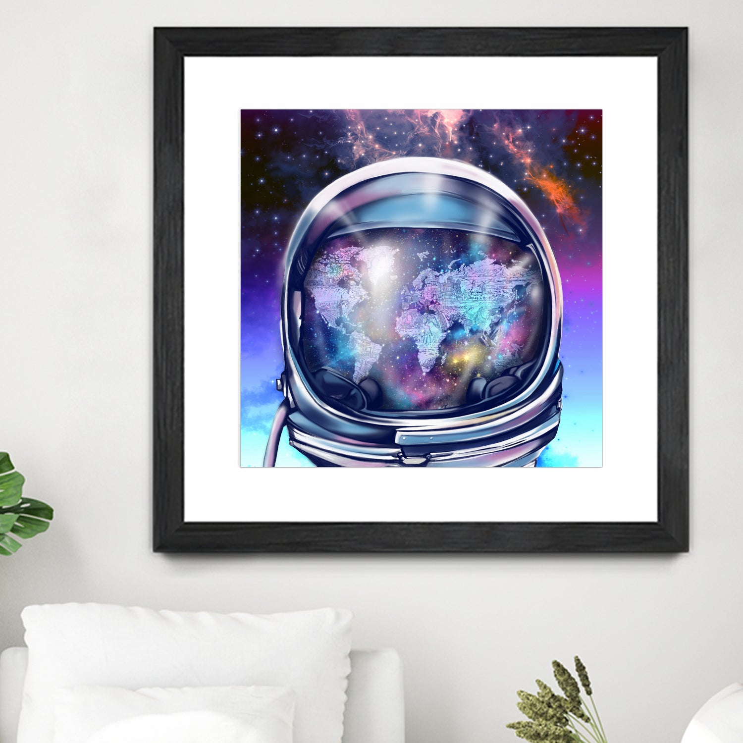 astronaut world map by Bekim Mehovic on GIANT ART - blue digital painting