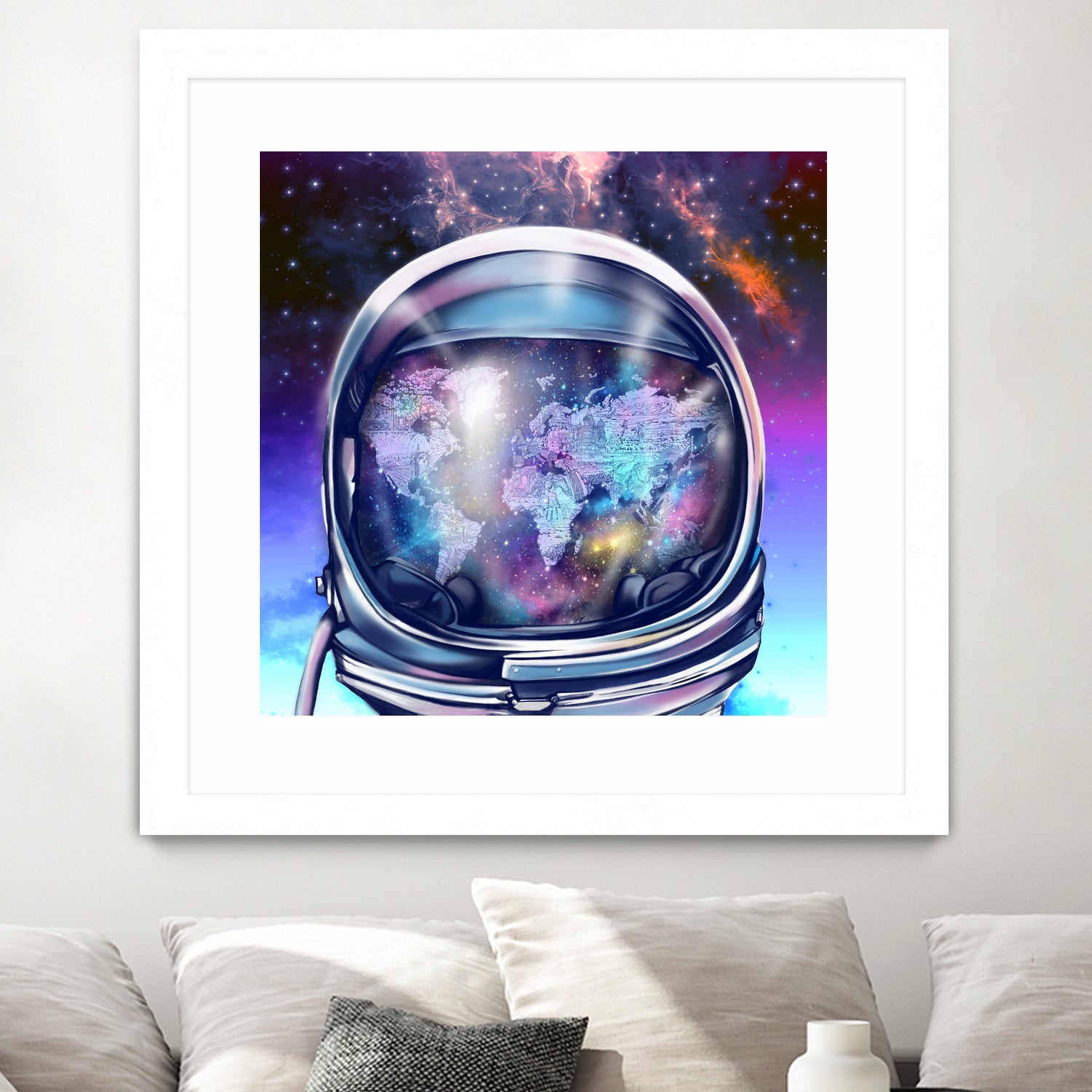 astronaut world map by Bekim Mehovic on GIANT ART - blue digital painting