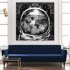 astronaut world map black and white by Bekim Mehovic on GIANT ART - black digital drawing