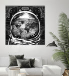 astronaut world map black and white by Bekim Mehovic on GIANT ART - black digital drawing