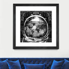 astronaut world map black and white by Bekim Mehovic on GIANT ART - black digital drawing