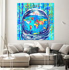 astronaut world map pop art by Bekim Mehovic on GIANT ART - blue digital painting