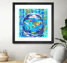 astronaut world map pop art by Bekim Mehovic on GIANT ART - blue digital painting