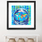 astronaut world map pop art by Bekim Mehovic on GIANT ART - blue digital painting