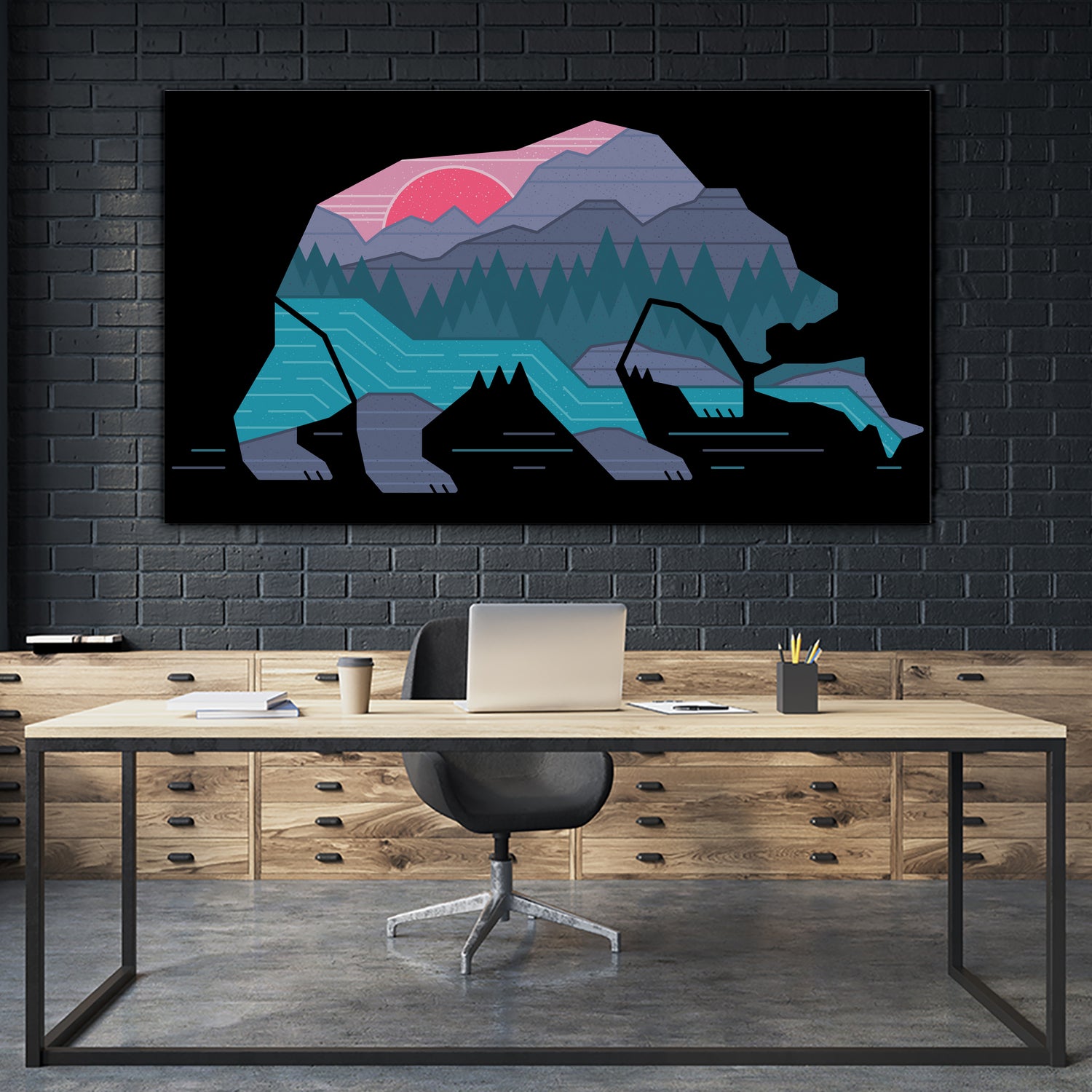 Bear Country by Rick Crane on GIANT ART - fuchsia digital drawing