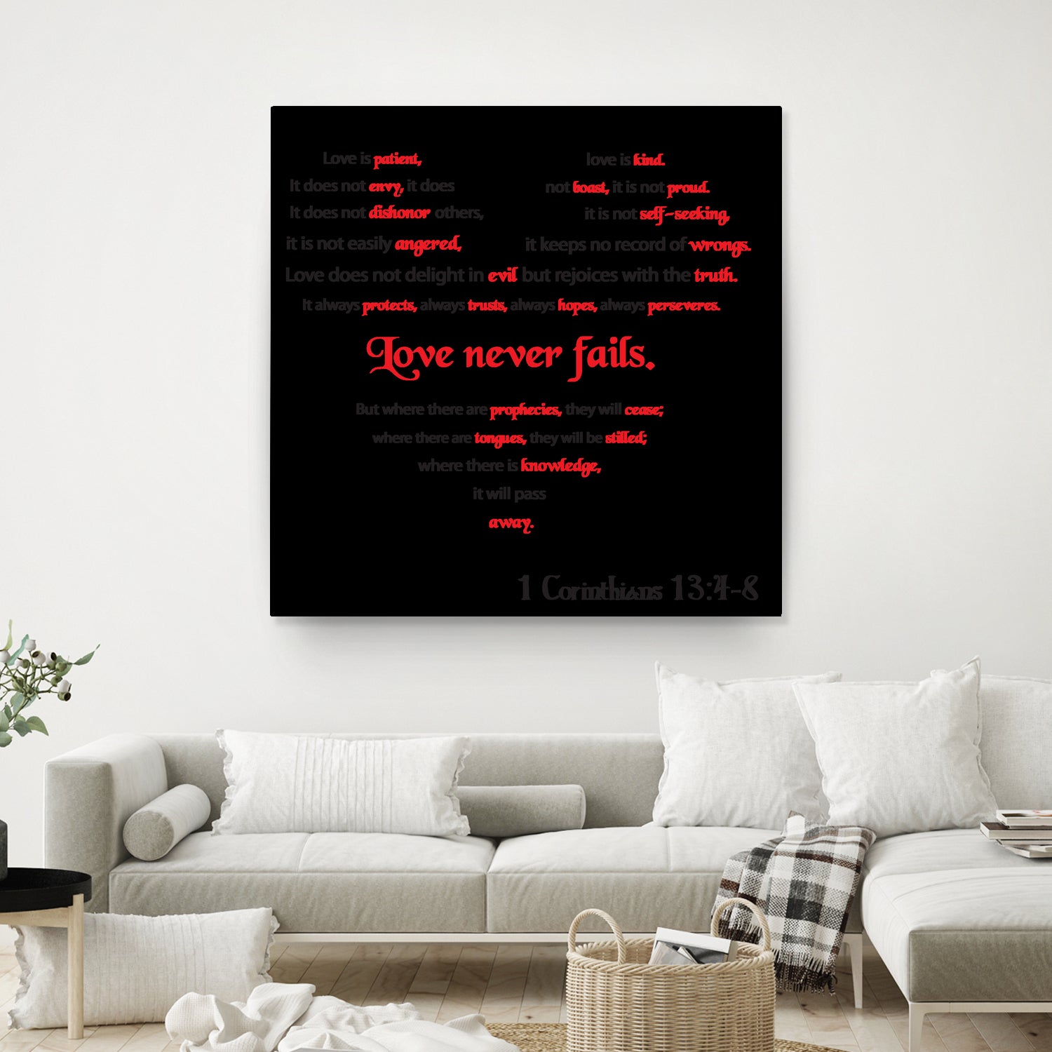 Love Never Fails by Colleen Cary on GIANT ART - white typography