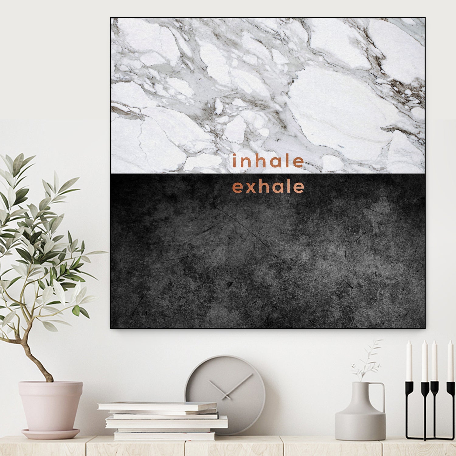 Inhale Exhale Copper by Dana Shek on GIANT ART - white typography