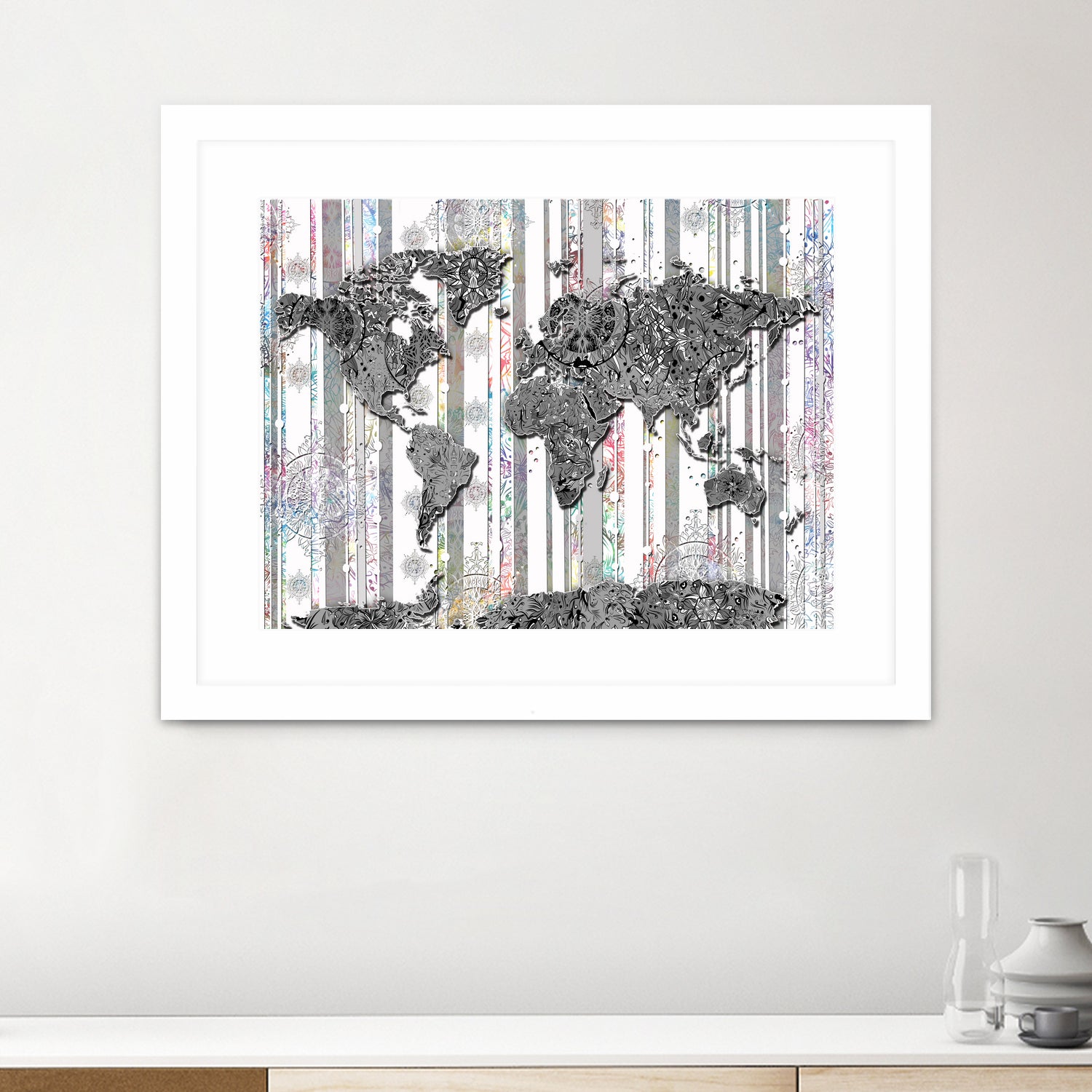 world map mandala grey by Bekim Mehovic on GIANT ART - gray digital painting