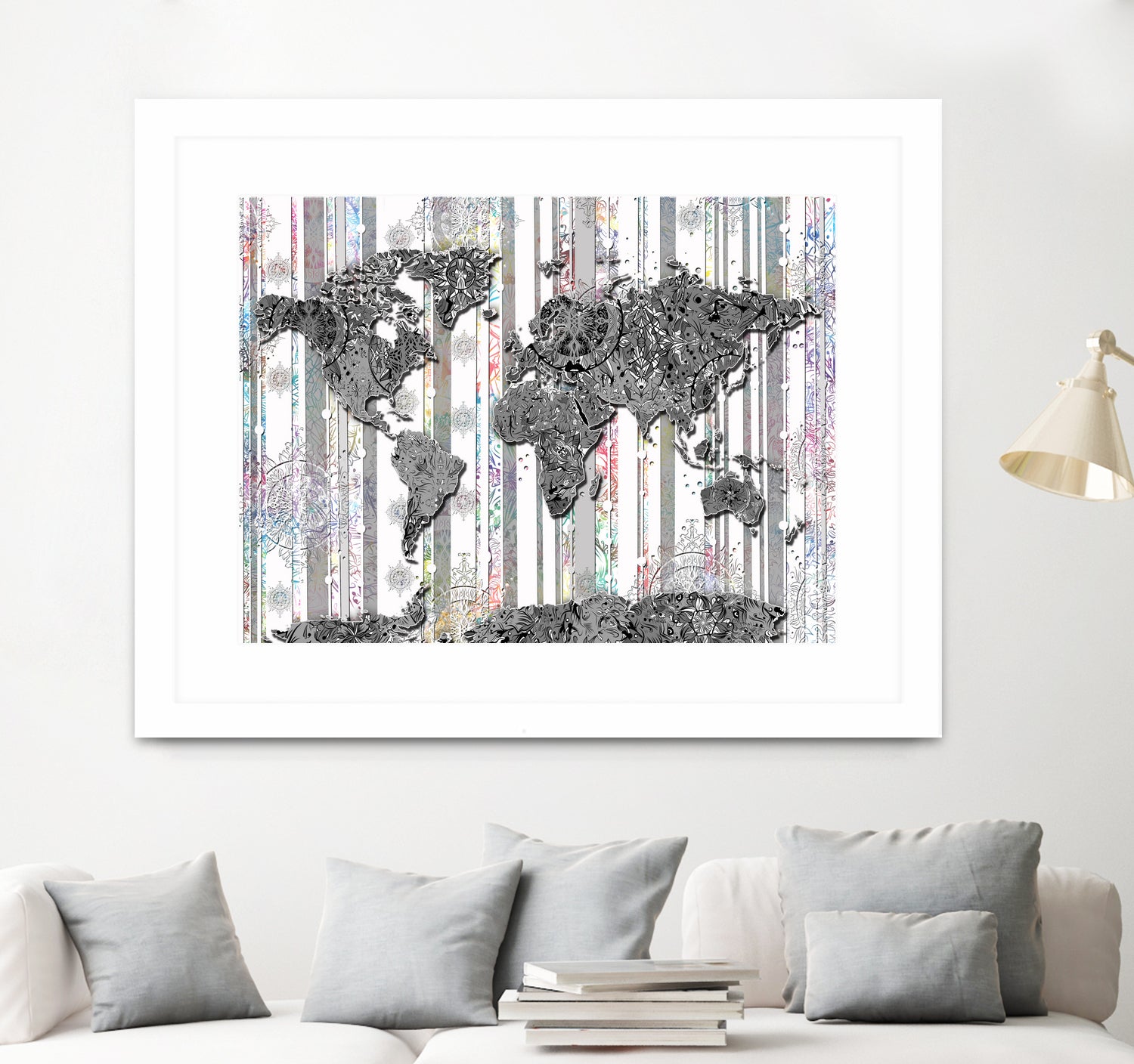 world map mandala grey by Bekim Mehovic on GIANT ART - gray digital painting