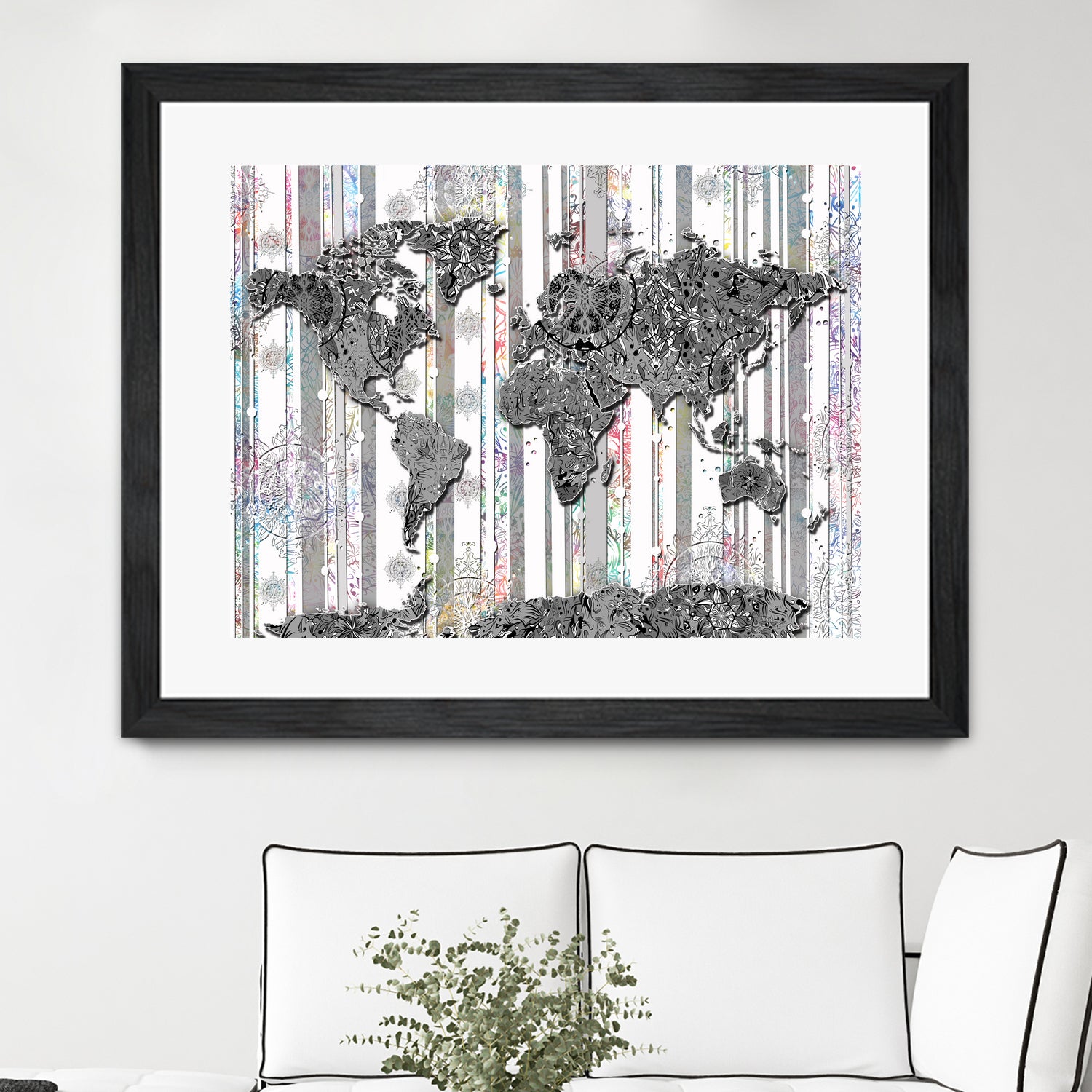 world map mandala grey by Bekim Mehovic on GIANT ART - gray digital painting