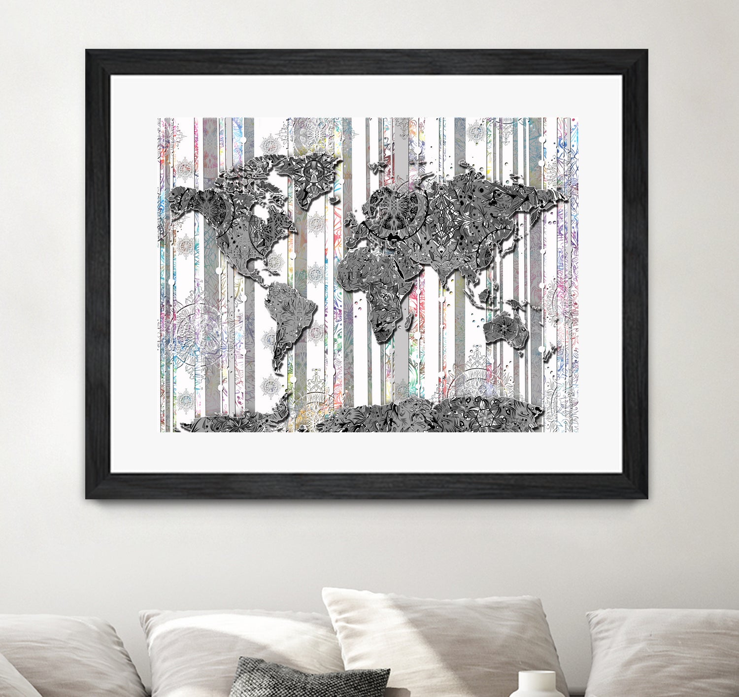 world map mandala grey by Bekim Mehovic on GIANT ART - gray digital painting