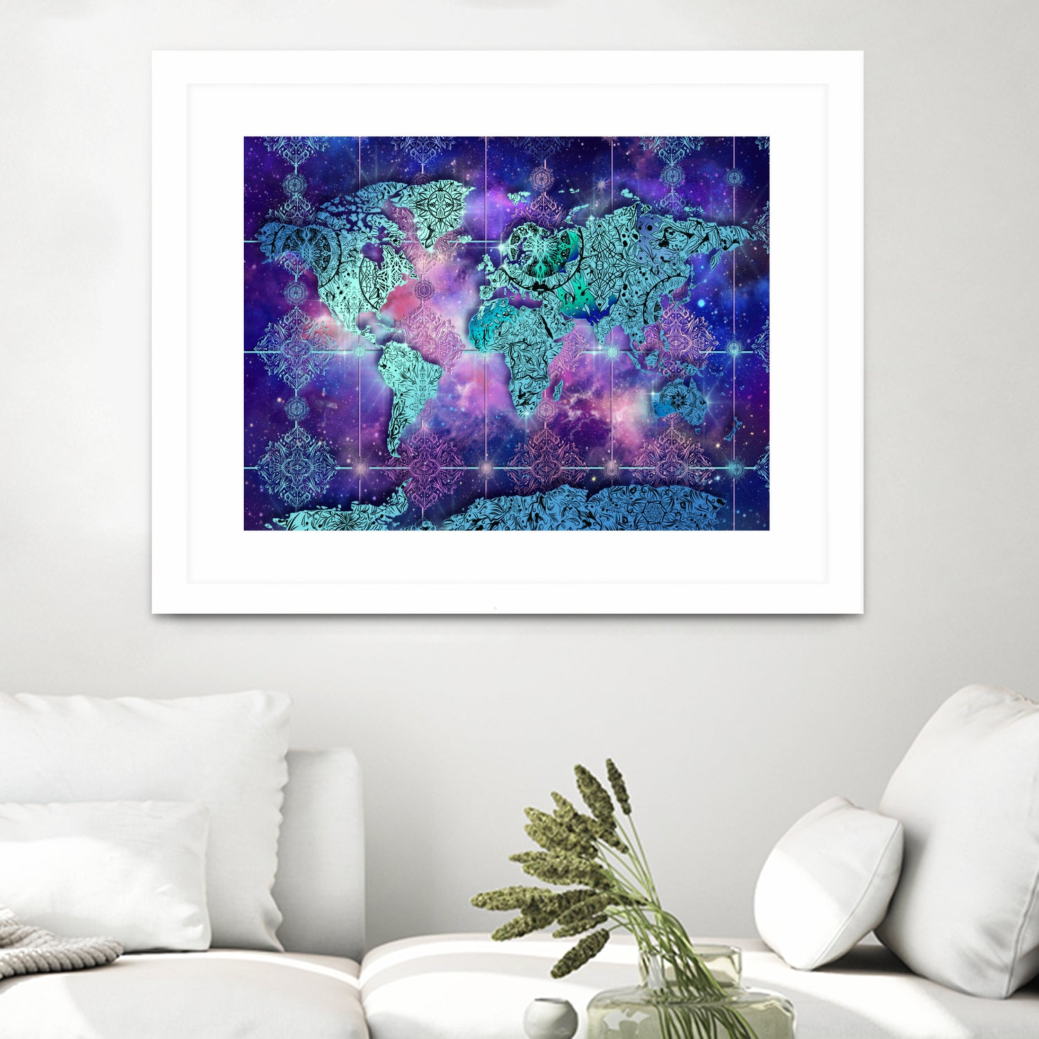 world map mandala space by Bekim Mehovic on GIANT ART - blue digital painting