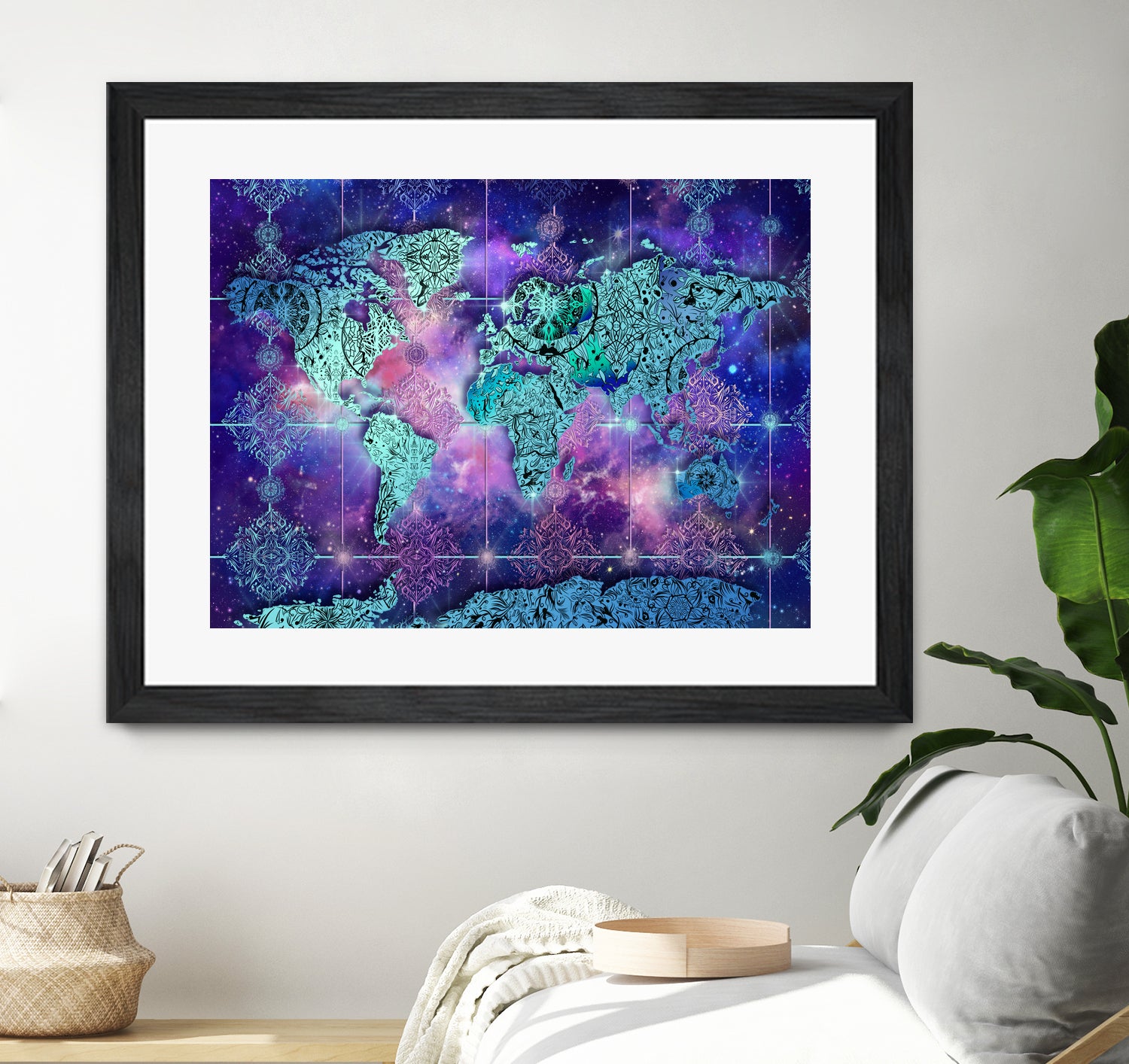 world map mandala space by Bekim Mehovic on GIANT ART - blue digital painting