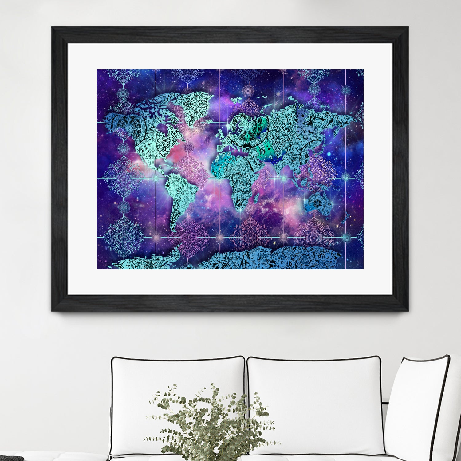 world map mandala space by Bekim Mehovic on GIANT ART - blue digital painting