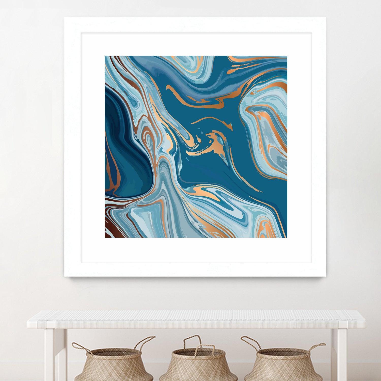 Liquid Blue Marble and Gold 014 by Jelena Obradovic on GIANT ART - blue vector illustration