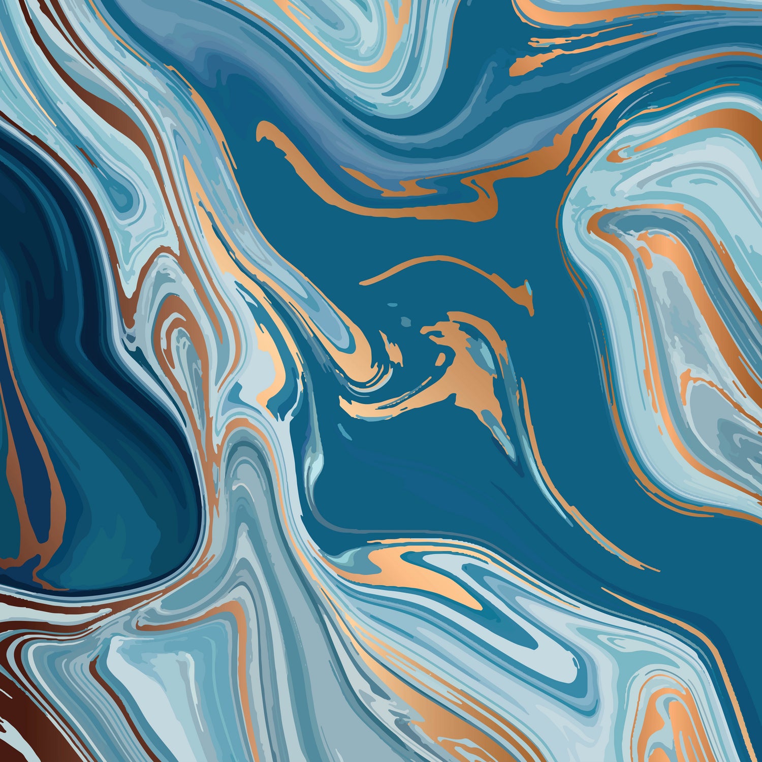 Liquid Blue Marble and Gold 014 by Jelena Obradovic on GIANT ART - blue vector illustration