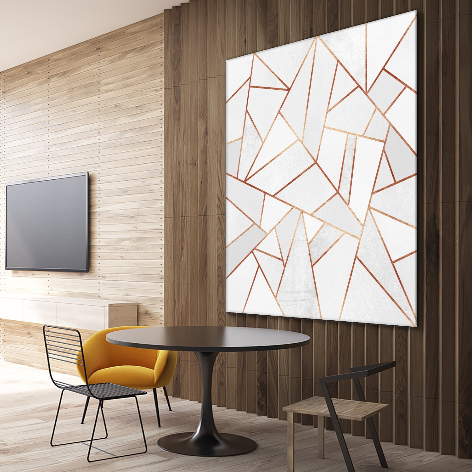 White Stone and Copper Lines by Elisabeth Fredriksson on GIANT ART - white digital painting