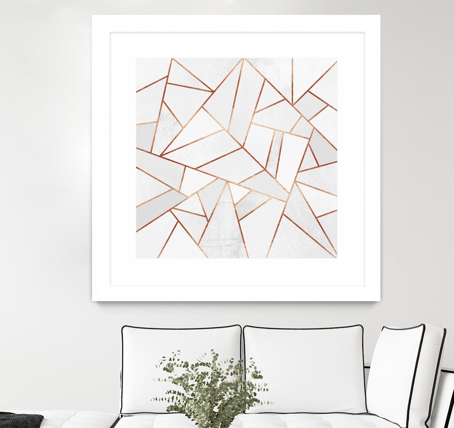 White Stone and Copper Lines by Elisabeth Fredriksson on GIANT ART - white digital painting