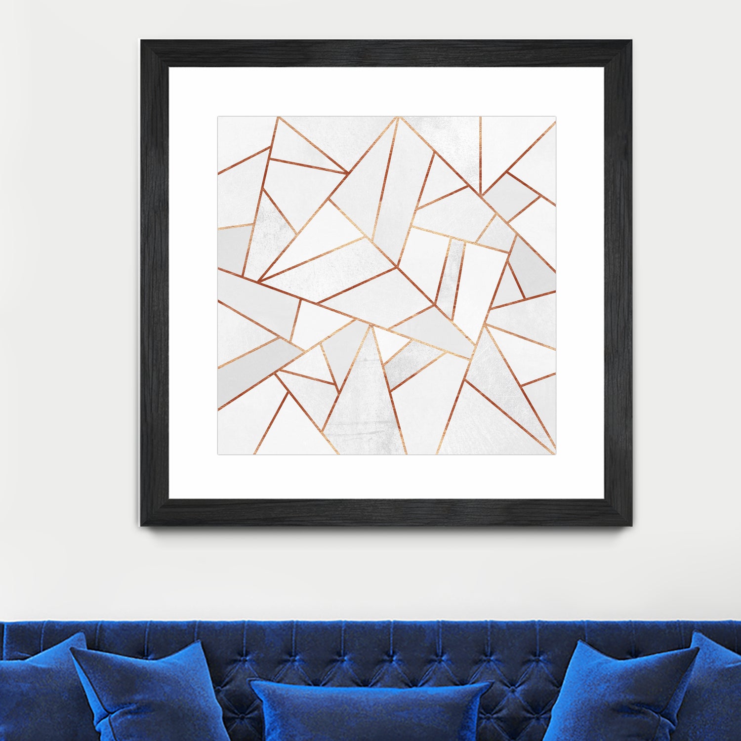 White Stone and Copper Lines by Elisabeth Fredriksson on GIANT ART - white digital painting