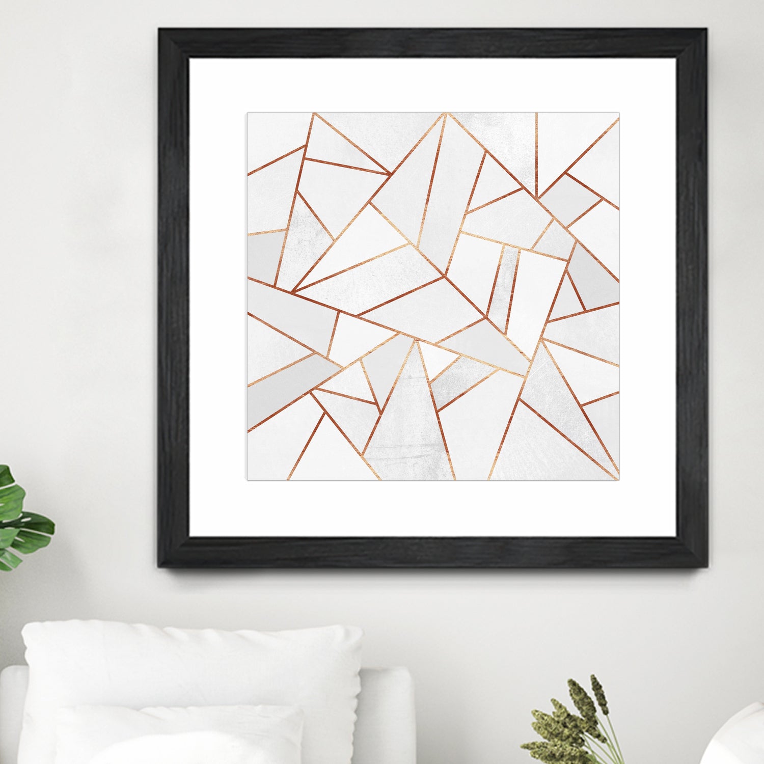 White Stone and Copper Lines by Elisabeth Fredriksson on GIANT ART - white digital painting