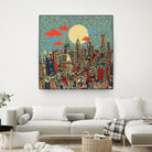 philadelphia cityscape abstract 3 by Bekim Mehovic on GIANT ART - blue digital painting