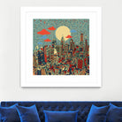 philadelphia cityscape abstract 3 by Bekim Mehovic on GIANT ART - blue digital painting