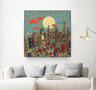 philadelphia cityscape abstract 3 by Bekim Mehovic on GIANT ART - blue digital painting