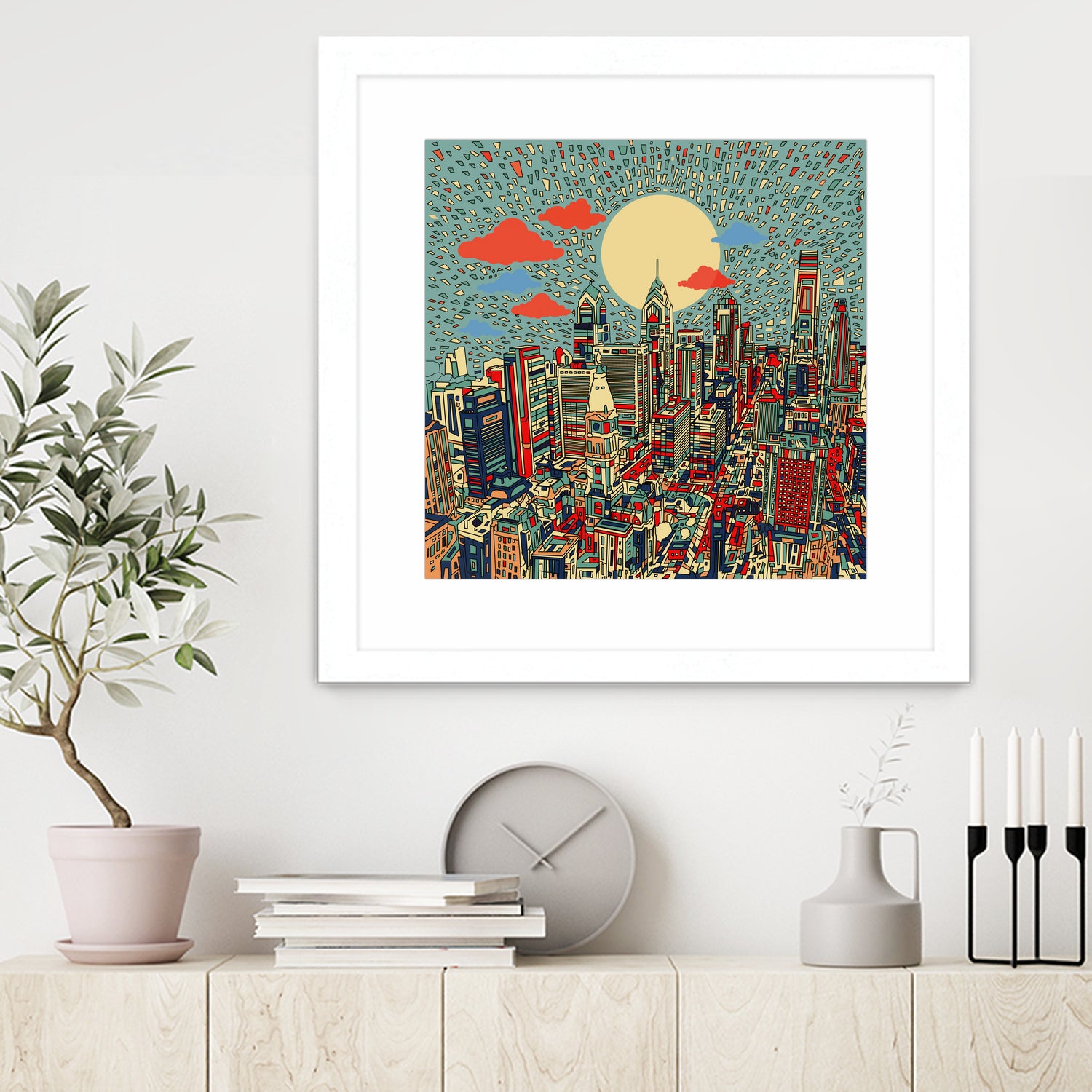 philadelphia cityscape abstract 3 by Bekim Mehovic on GIANT ART - blue digital painting