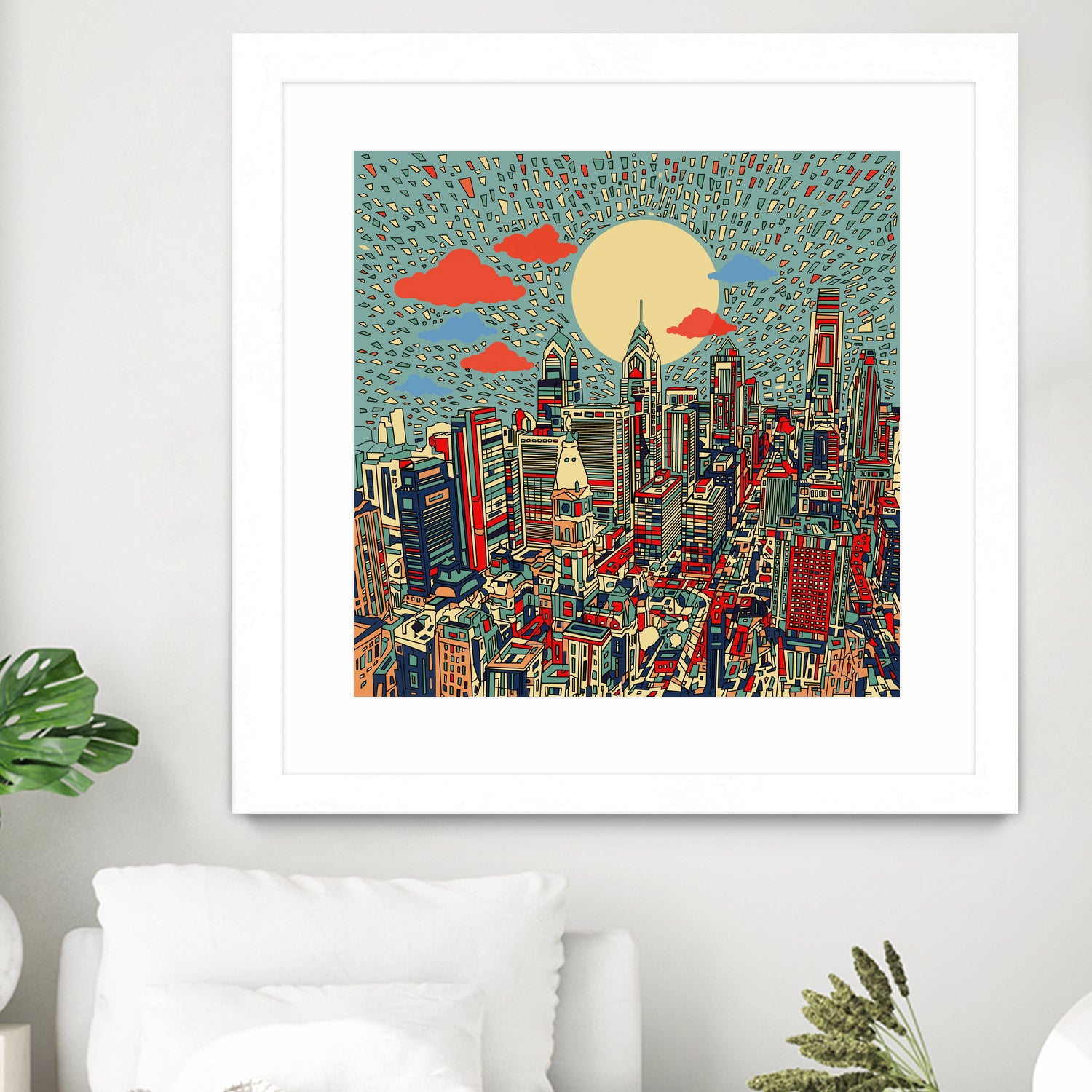 philadelphia cityscape abstract 3 by Bekim Mehovic on GIANT ART - blue digital painting