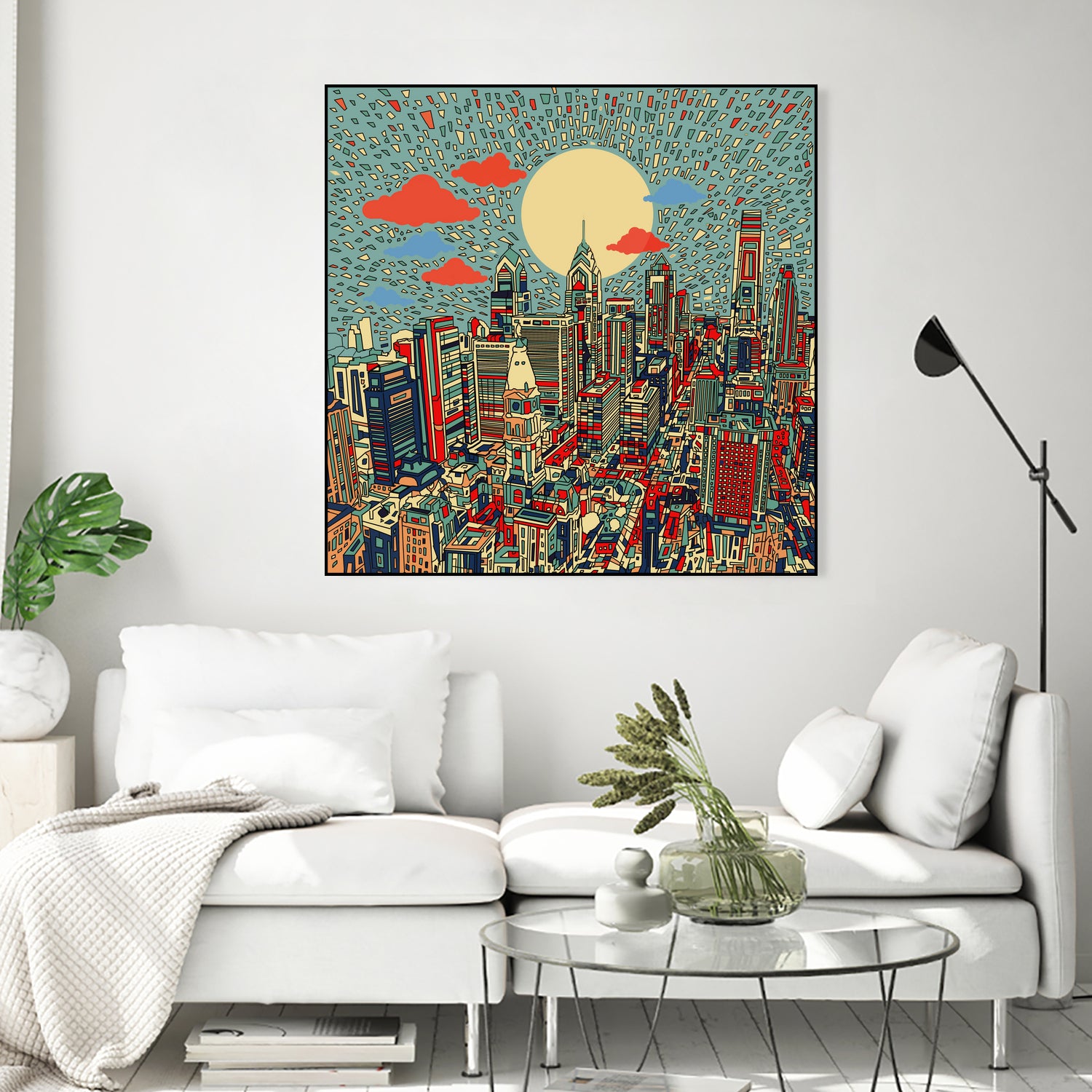 philadelphia cityscape abstract 3 by Bekim Mehovic on GIANT ART - blue digital painting