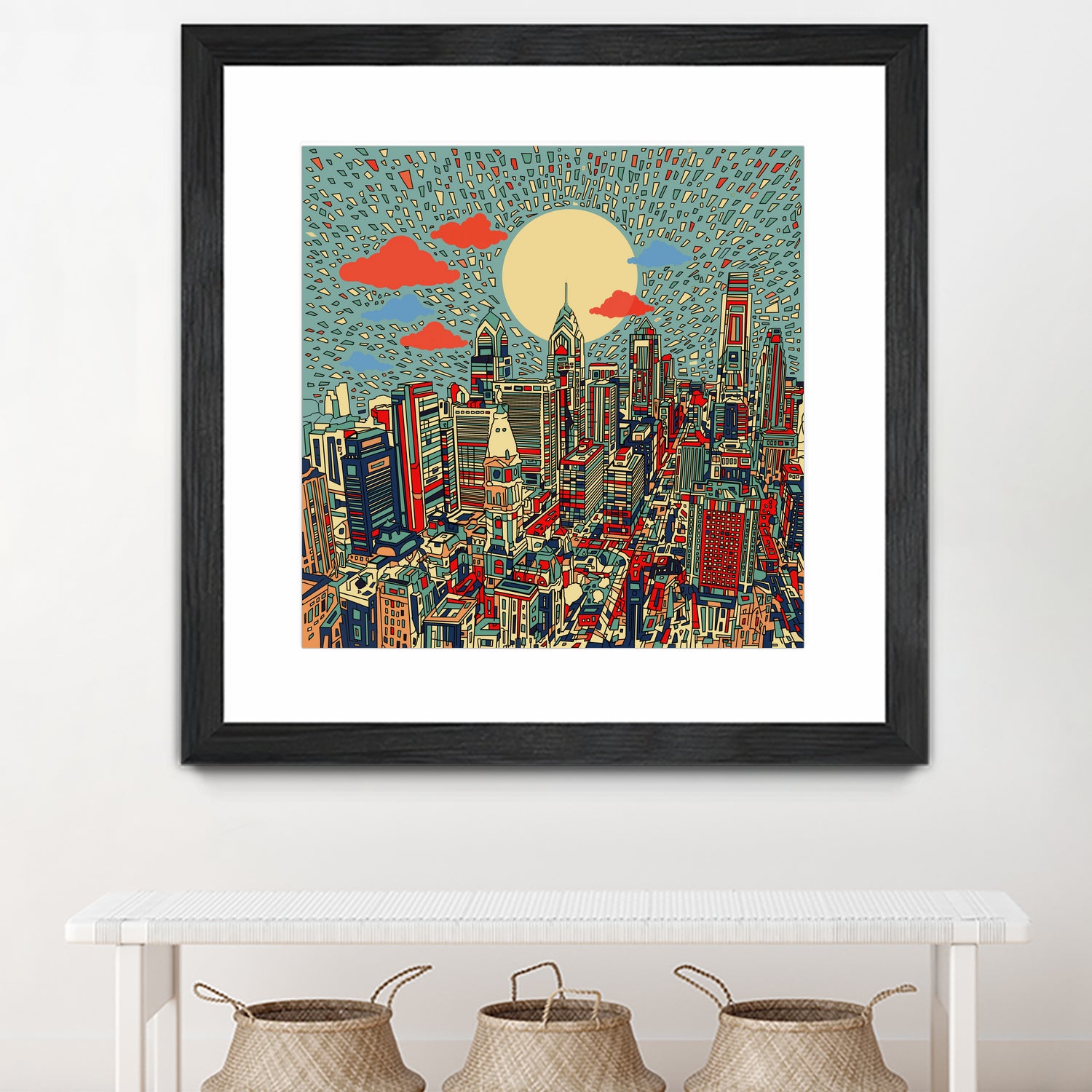 philadelphia cityscape abstract 3 by Bekim Mehovic on GIANT ART - blue digital painting