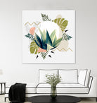 Abstract geometrical and botanical shapes I by mmarta bc on GIANT ART - green digital painting