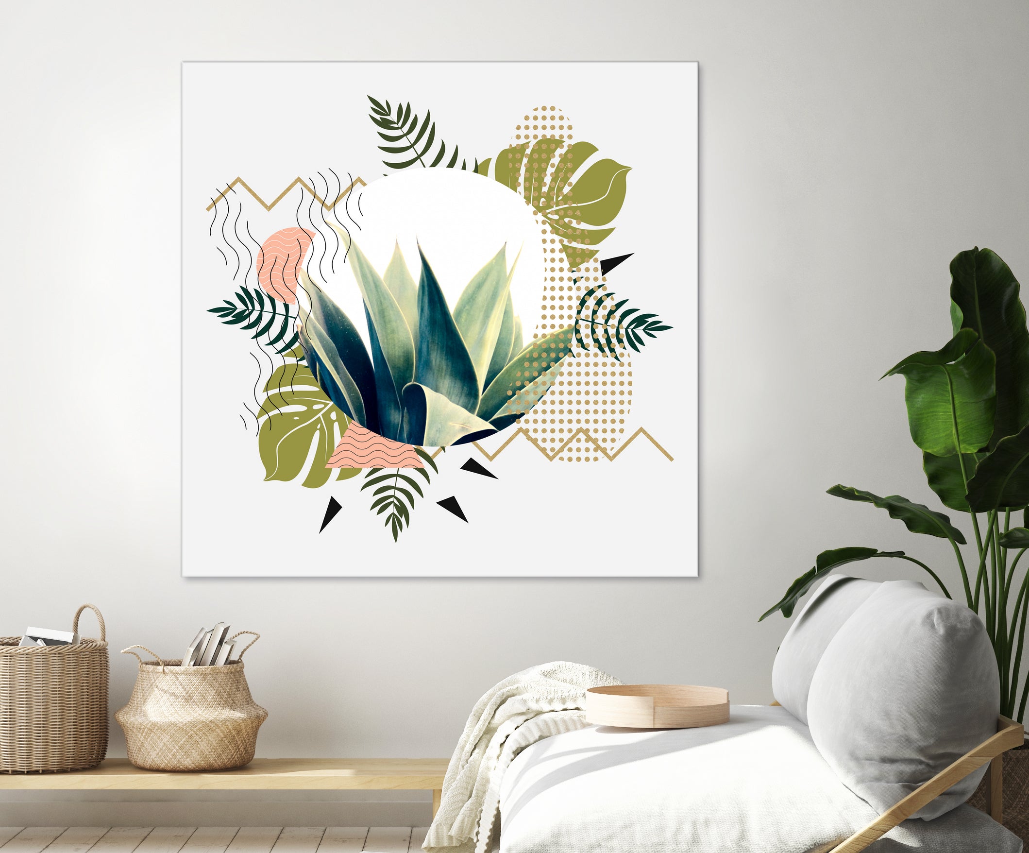 Abstract geometrical and botanical shapes I by mmarta bc on GIANT ART - green digital painting