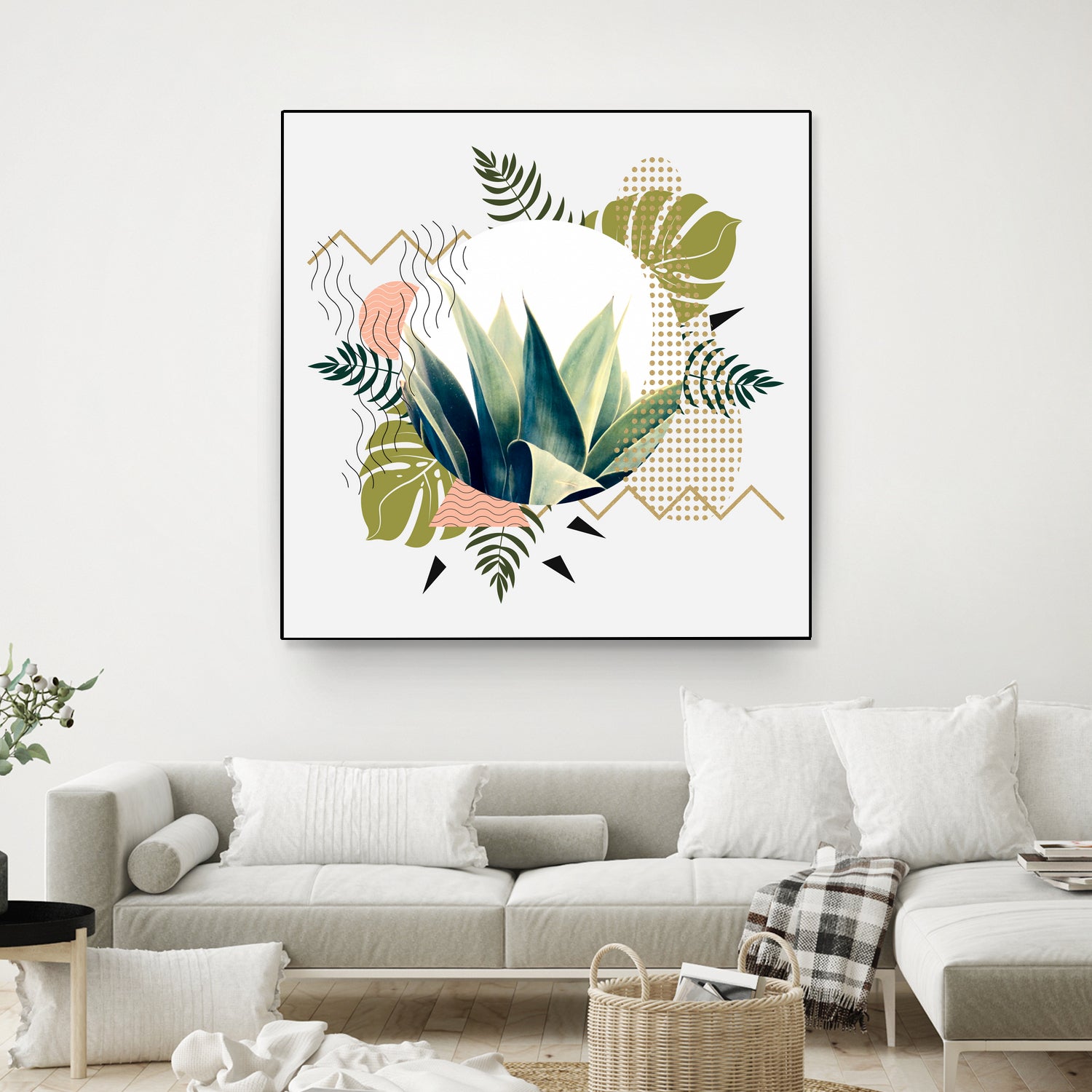 Abstract geometrical and botanical shapes I by mmarta bc on GIANT ART - green digital painting