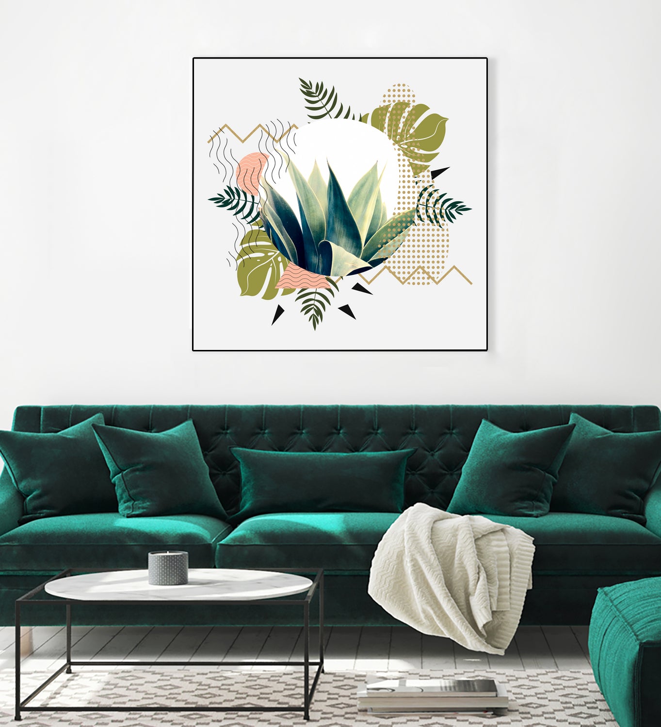 Abstract geometrical and botanical shapes I by mmarta bc on GIANT ART - green digital painting