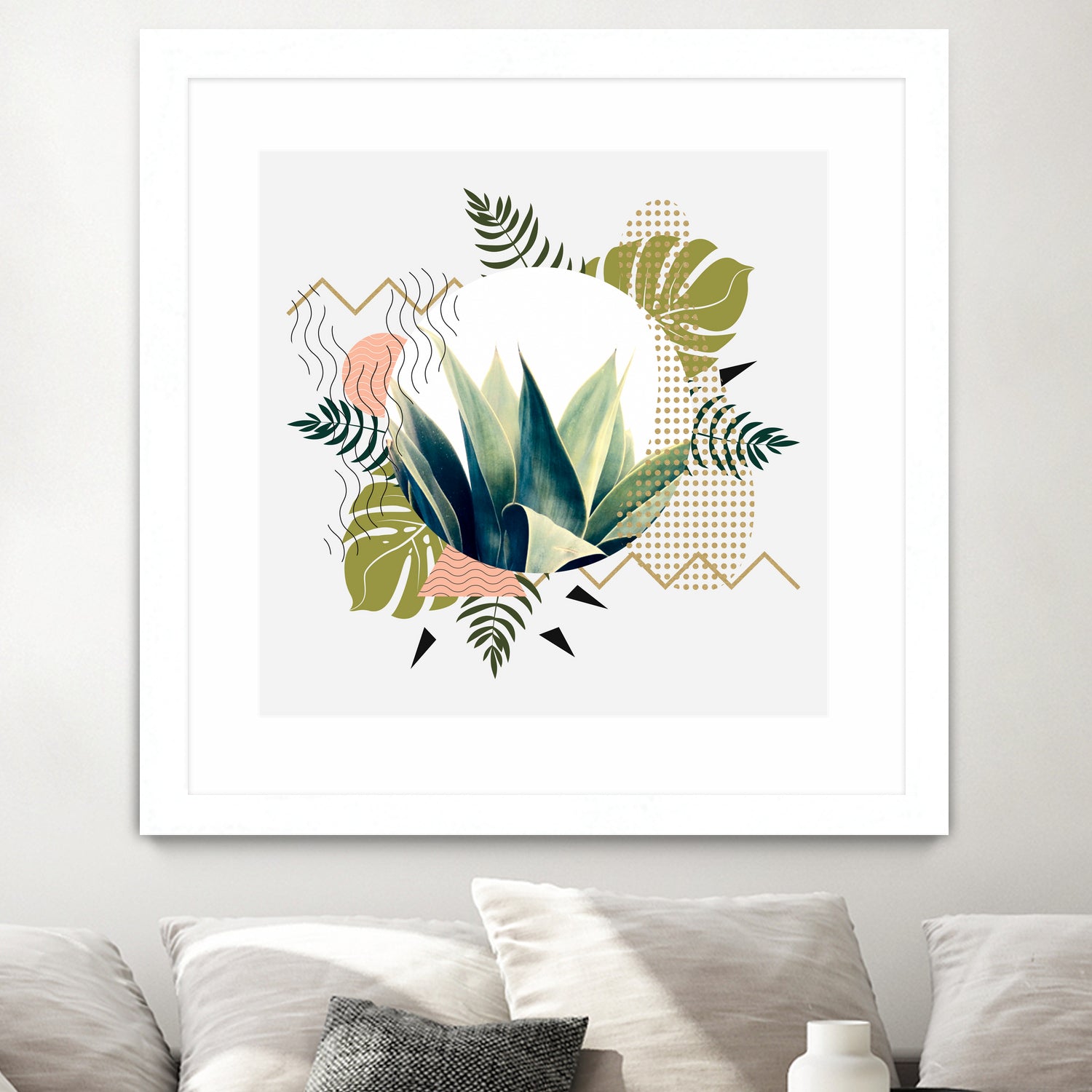 Abstract geometrical and botanical shapes I by mmarta bc on GIANT ART - green digital painting